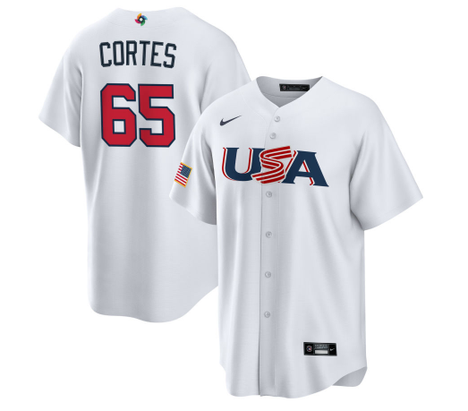 USA #65 Nestor Cortes 2023 White World Classic Stitched Jersey