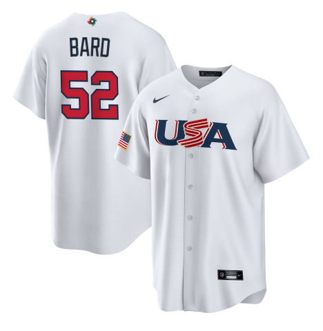 USA #52 Daniel Bard 2023 White World Classic Stitched Jersey