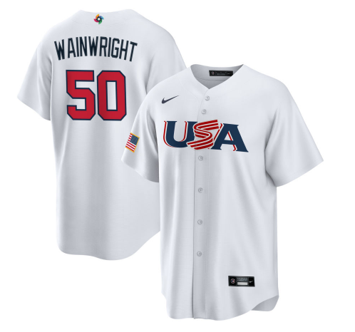 USA #50 Adam Wainwright 2023 White World Classic Stitched Jersey