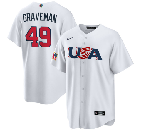 USA #49 Kendall Graveman 2023 White World Classic Stitched Jersey