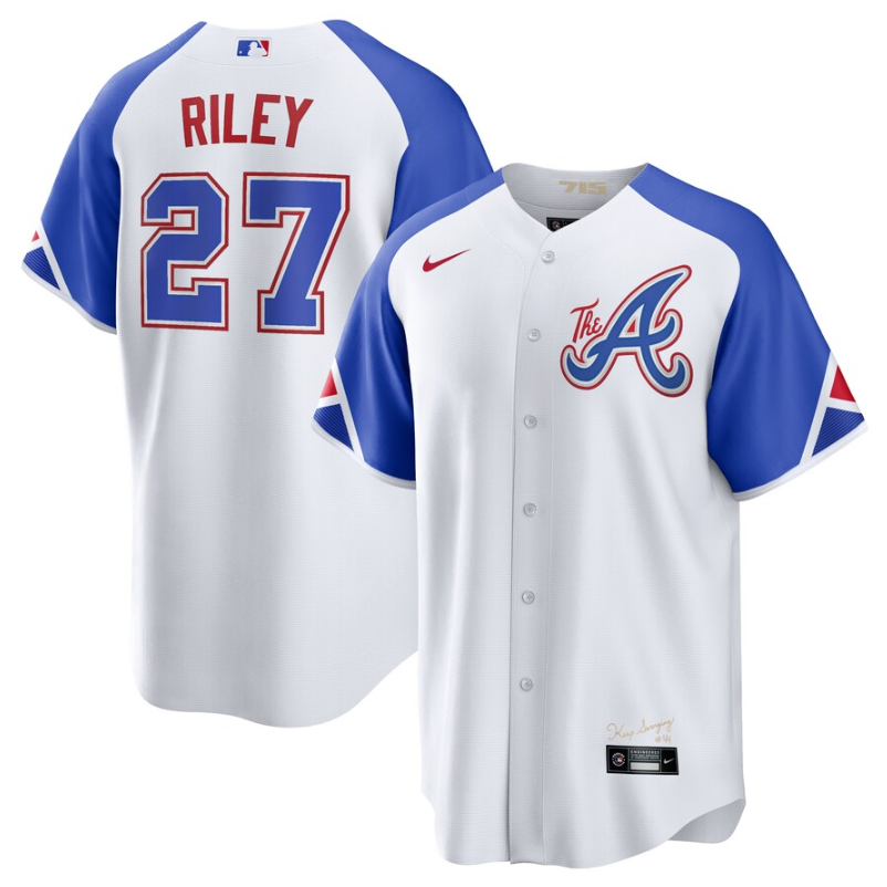 Atlanta Braves #27 Austin Riley White 2023 City Connect Cool Base Stitched Jersey