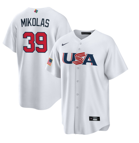 USA #39 Miles Mikolas 2023 White World Classic Stitched Jersey