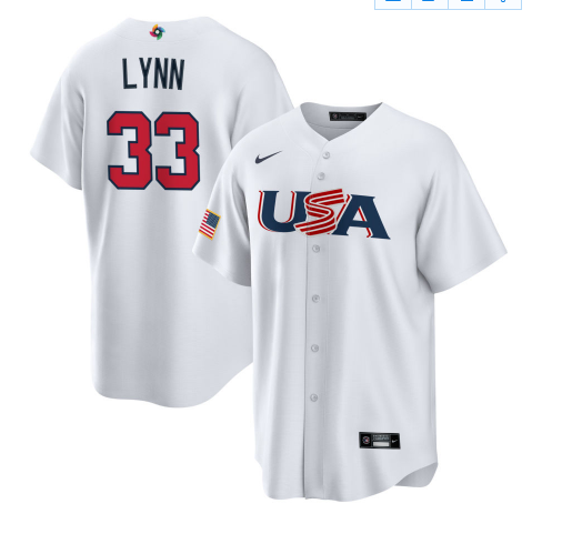 USA #33 Lance Lynn 2023 White World Classic Stitched Jersey