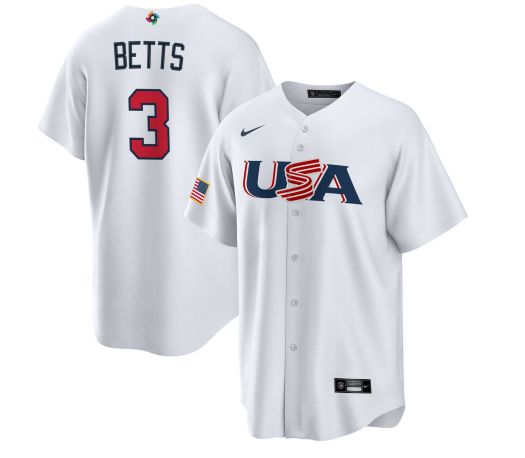 USA #3 Mookie Betts 2023 White World Classic Stitched Jersey