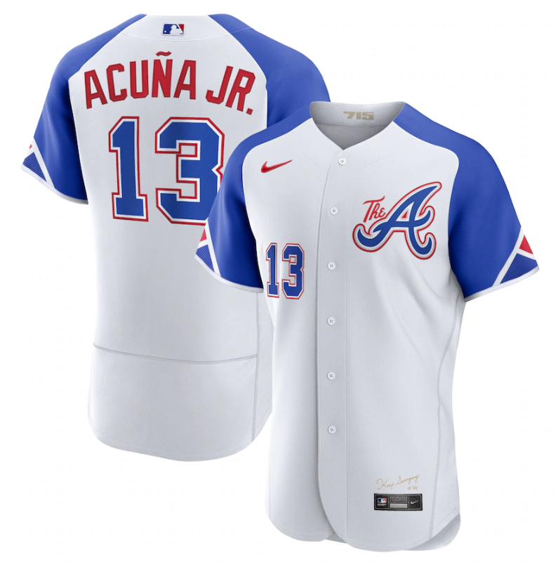 Atlanta Braves #13 Ronald Acu?a Jr. White 2023 City Connect Flex Base Stitched Jersey
