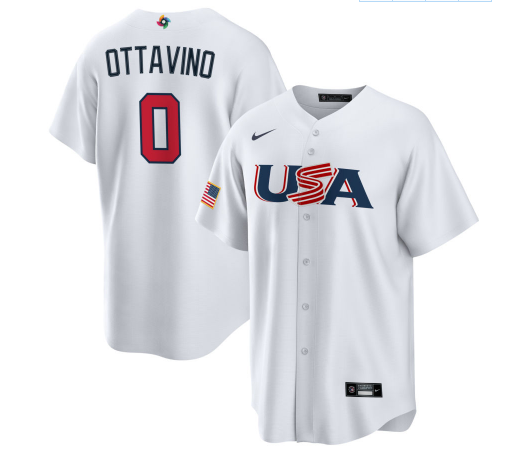 USA #0 Adam Ottavino 2023 White World Classic Stitched Jersey