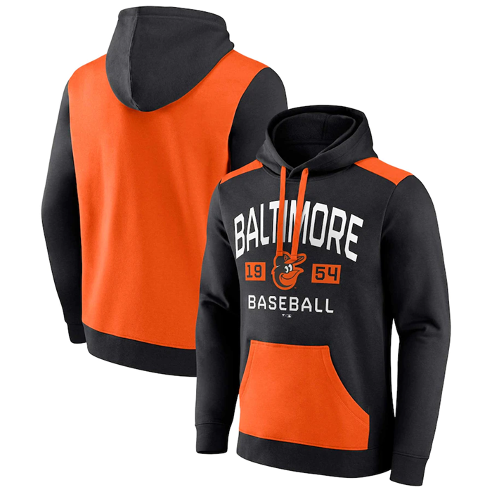 Baltimore Orioles Black Orange Chip In Pullover Hoodie