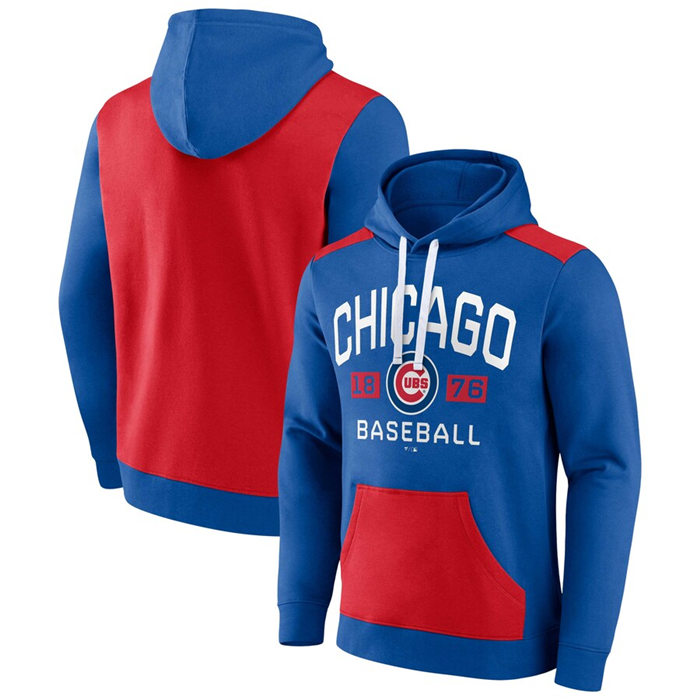 Chicago Cubs Royal Red Chip In Pullover Hoodie