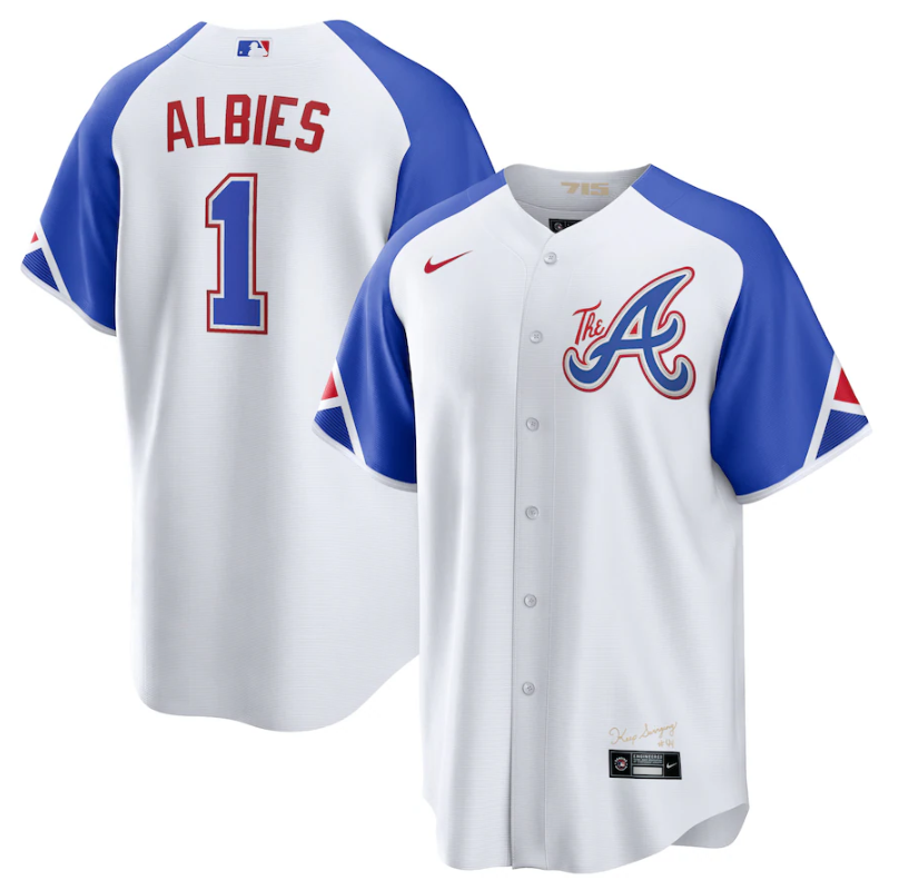 Atlanta Braves #1 Ozzie Albies White 2023 City Connect Cool Base Stitched Jersey