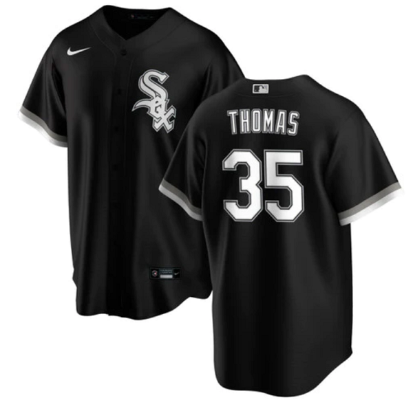 Chicago White Sox #35 Frank Thomas Black Cool Base Stitched Jersey