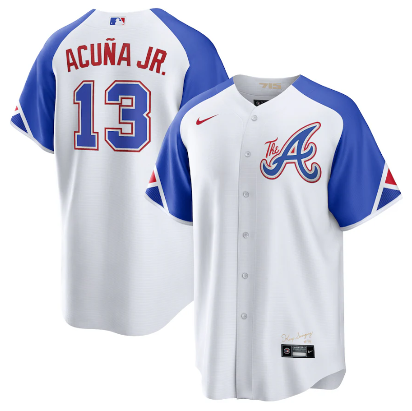 Atlanta Braves #13 Ronald Acu?a Jr. White 2023 City Connect Cool Base Stitched Jersey