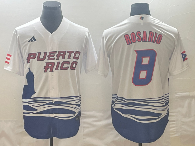 Puerto Rico #8 Eddie Rosario 2023 White World Classic Stitched Jersey
