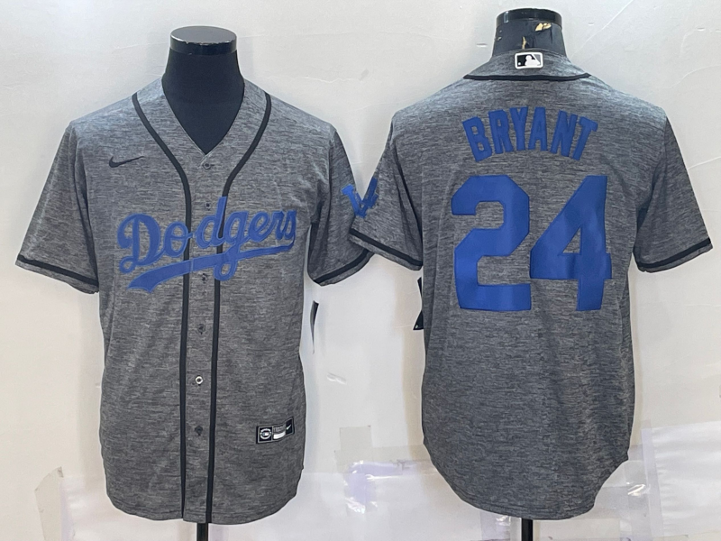 Los Angeles Dodgers #24 Kobe Bryant Grey Cool Base Stitched Jersey