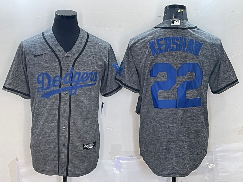 Los Angeles Dodgers #22 Clayton Kershaw Grey Cool Base Stitched Jersey