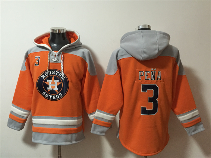Houston Astros #3 Jeremy Peña Orange Ageless Must-Have Lace-Up Pullover Hoodie
