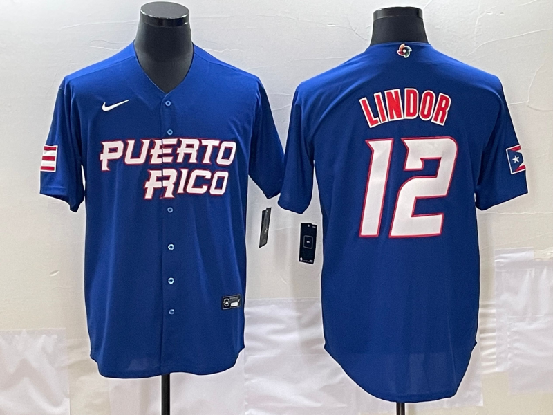 Puerto Rico #12 Francisco Lindor 2023 Royal World Classic Stitched Jersey