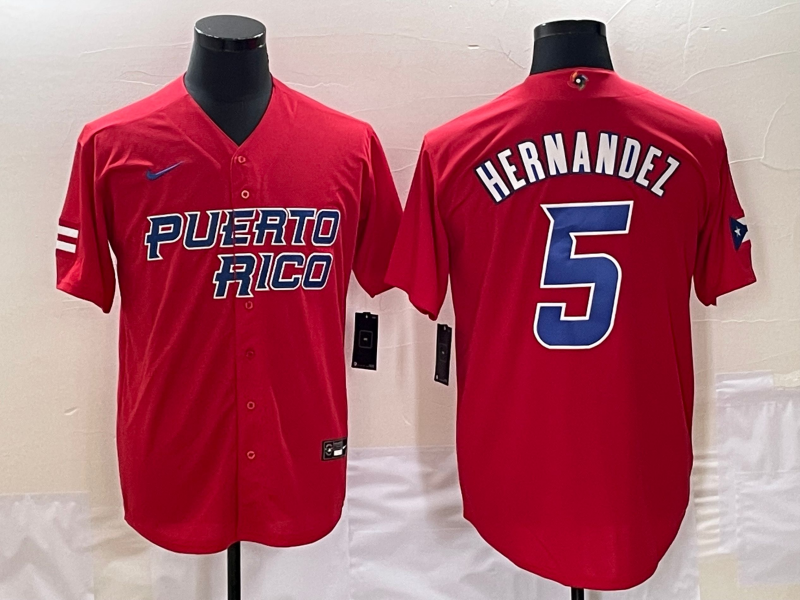 Puerto Rico #5 Enrique Hernandez 2023 Red World Classic Stitched Jersey