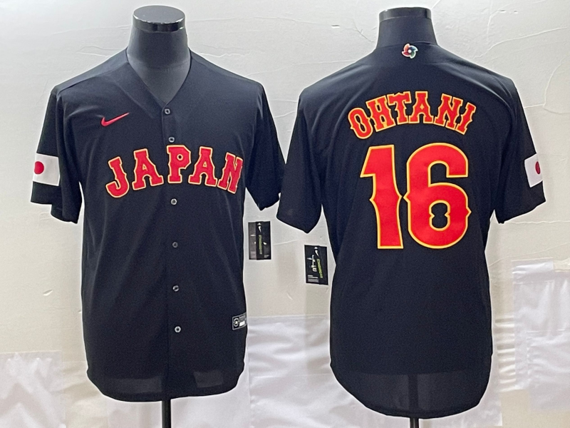 Japan #16 Shohei Ohtani 2023 Black World Classic Stitched Jersey