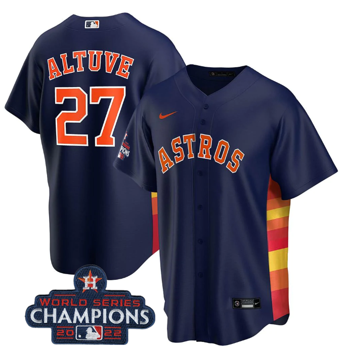 Houston Astros #27 Jose Altuve Navy 2022 World Series Champions Stitched Jersey