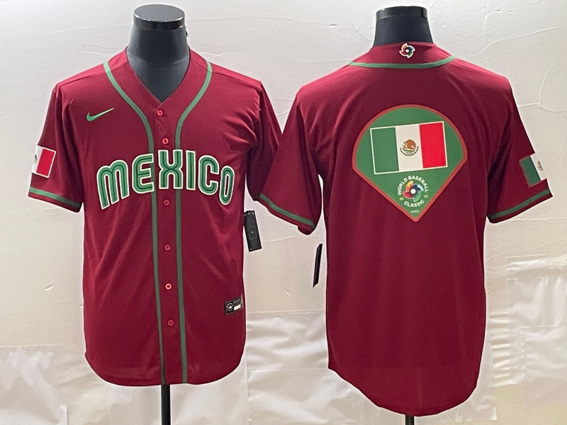 Mexico 2023 Red World Big Logo Classic Stitched Jersey