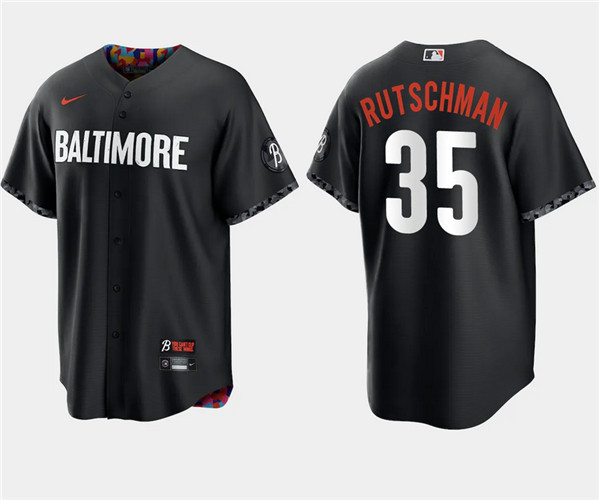 Baltimore Orioles #35 Adley Rutschman Black 2023 City Connect Cool Base Stitched Jersey