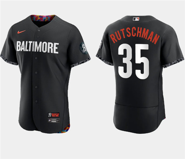 Baltimore Orioles #35 Adley Rutschman Black 2023 City Connect Flex Base Stitched Jersey