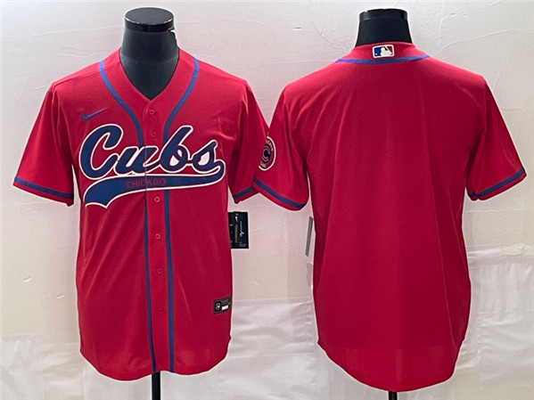 Chicago Cubs Blank Red Cool Base Stitched Jersey