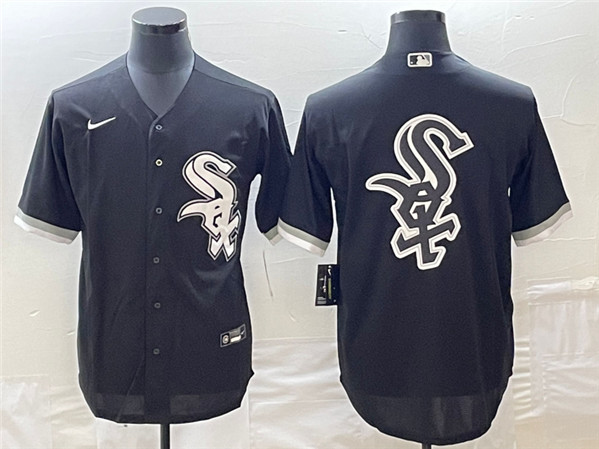 Chicago White Sox Black Team Big Logo Cool Base Stitched Jersey