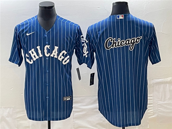 Chicago White Sox Navy Team Big Logo Cool Base Stitched Jersey