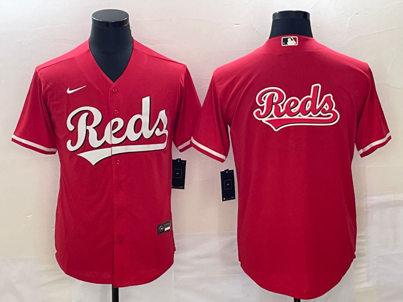 Cincinnati Reds Red Team Big Logo Cool Base Stitched Jersey