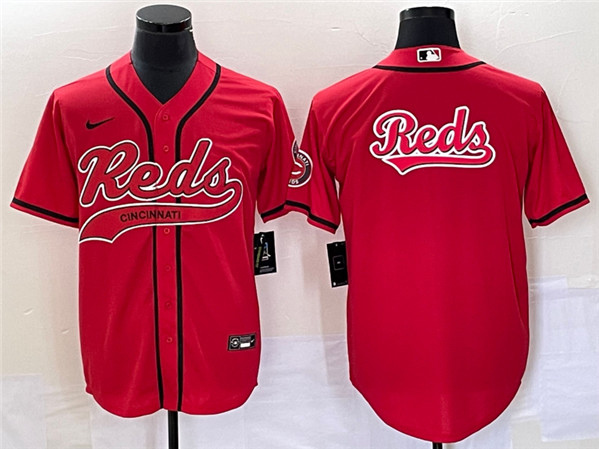 Cincinnati Reds Red Team Big Logo With Patch Cool Base Stitched Jersey