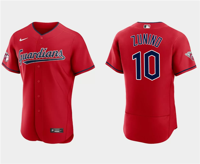 Cleveland Guardians #10 Mike Zunino Red Flex Base Stitched Jersey