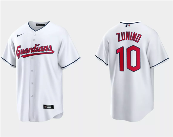 Cleveland Guardians #10 Mike Zunino White Cool Base Stitched Jersey