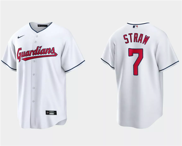 Cleveland Guardians #7 Myles Straw White Cool Base Stitched Jersey