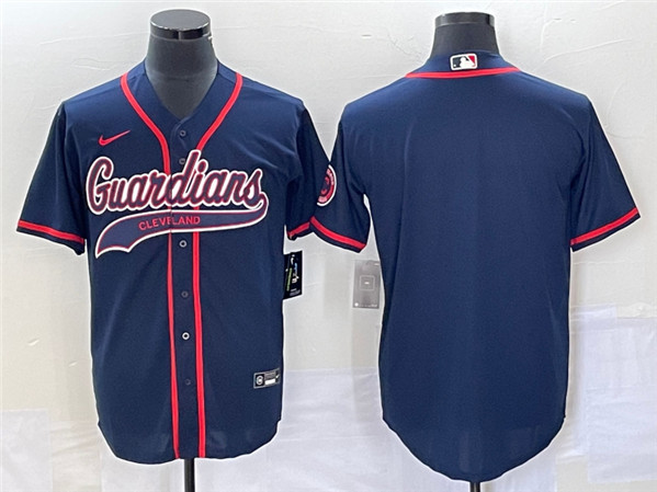 Cleveland Guardians Blank Navy Cool Base Stitched Jersey