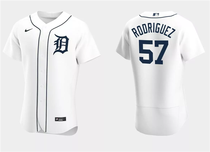 Detroit Tigers #57 Eduardo Rodriguez White Flex Base Stitched Jersey
