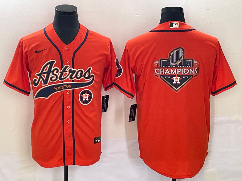Houston Astros Orange Team Big Logo With Patch Cool Base Stitched Jersey