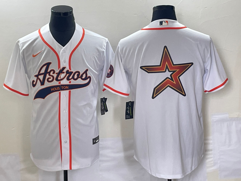 Houston Astros White Team Big Logo Cool Base Stitched Jersey