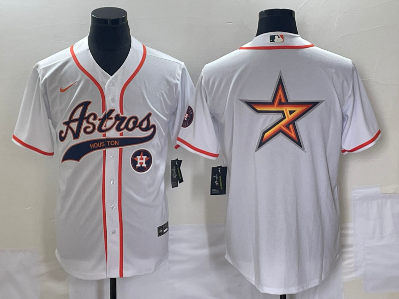 Houston Astros White Team Big Logo With Patch Cool Base Stitched Jersey