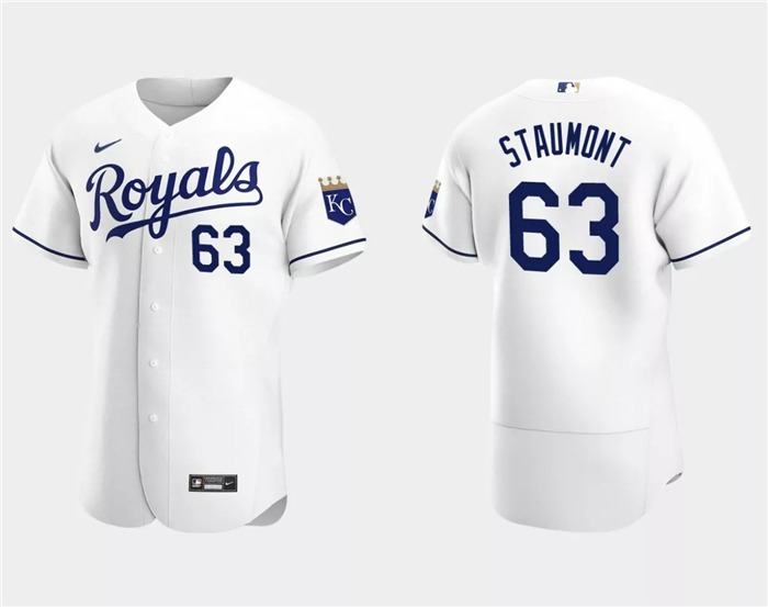Kansas City Royals #63 Josh Staumont White Flex Base Stitched Jersey