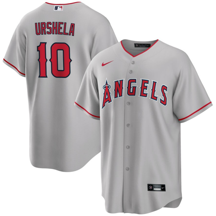 Los Angeles Angels #10 Gio Urshela Gray Cool Base Stitched Jersey