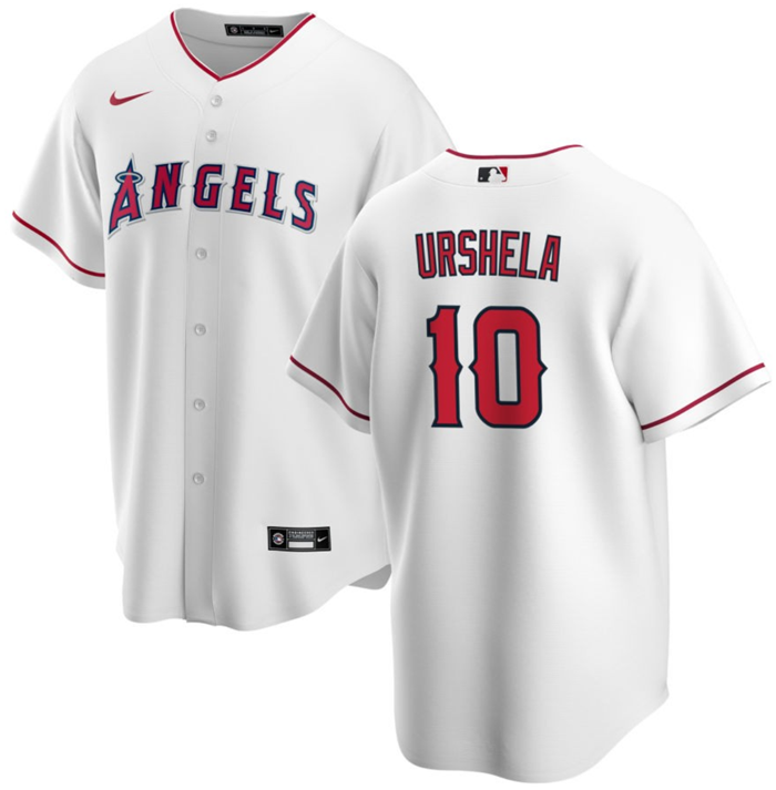Los Angeles Angels #10 Gio Urshela White Cool Base Stitched Jersey
