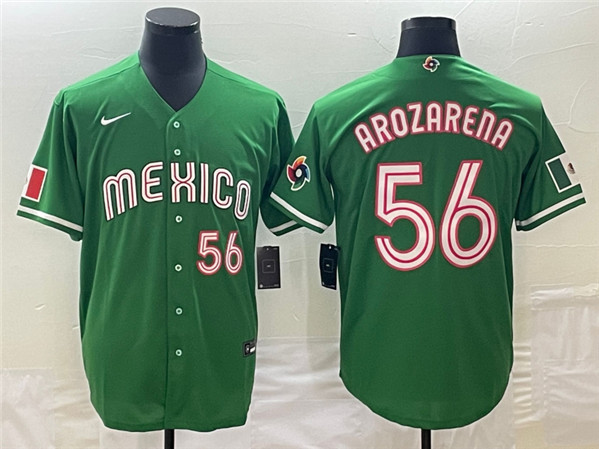 Mexico #56 Randy Arozarena 2023 Green World Classic With Patch Stitched Jersey