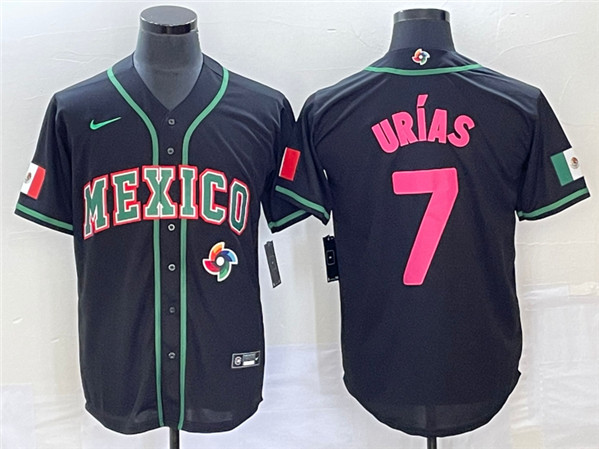 Mexico #7 Julio Urías 2023 Black World With Patch Classic Stitched Jersey