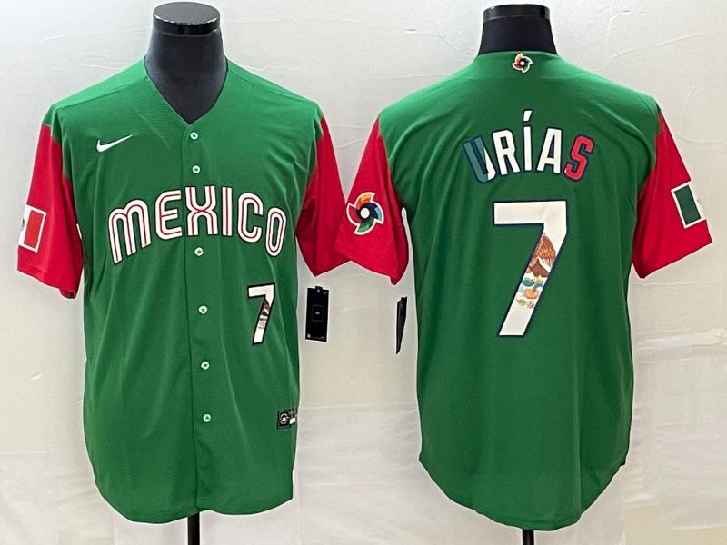 Mexico #7 Julio Urías 2023 Green World Classic With Patch Stitched Jersey