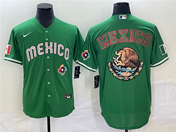 Mexico 2023 Green Team Big Logo World Classic Stitched Jersey