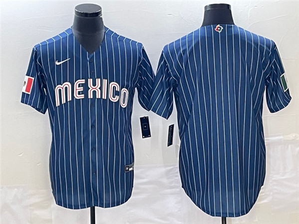 Mexico Blank Navy World Classic Stitched Jersey