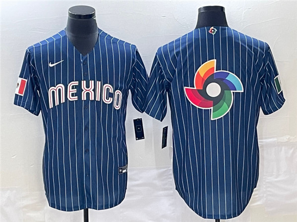 Mexico Navy Team Big Logo World Classic Stitched Jersey 001