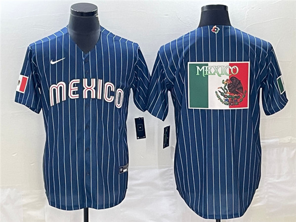 Mexico Navy Team Big Logo World Classic Stitched Jersey 002
