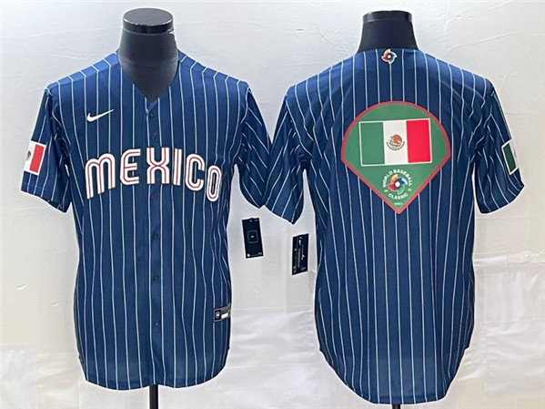 Mexico Navy Team Big Logo World Classic Stitched Jersey 003